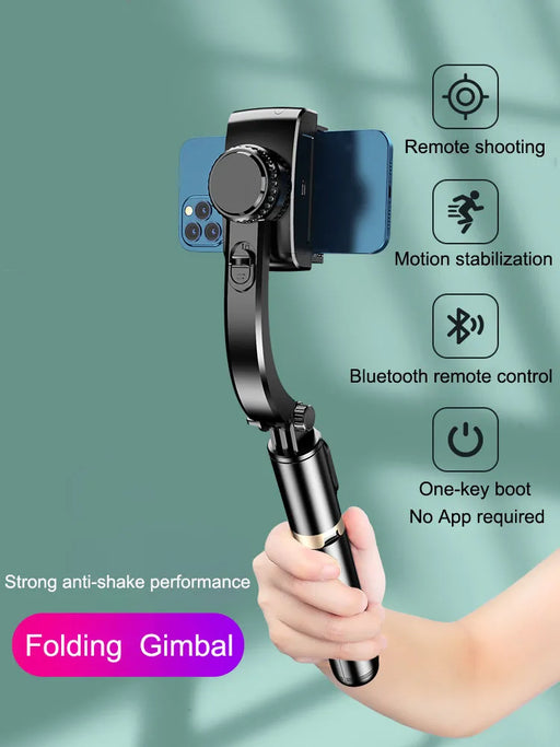 Handheld Gimbal Smartphone Bluetooth Handheld Stabilizer with Tripod Selfie Stick Folding Gimbal for Smartphone
