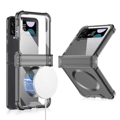 Magsafe Magnetic Transparent Folding Hinge Shockproof Hard Cover Wireless Charging Case For Samsung Galaxy Z Flip 5 4 3