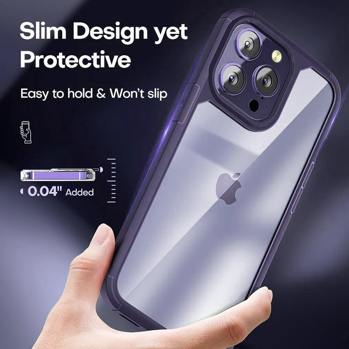 【3 in 1】Case for iPhone 14 with Tempered Glass Screen Protector Matte-Finish All-Round Protection Shockproof Cover