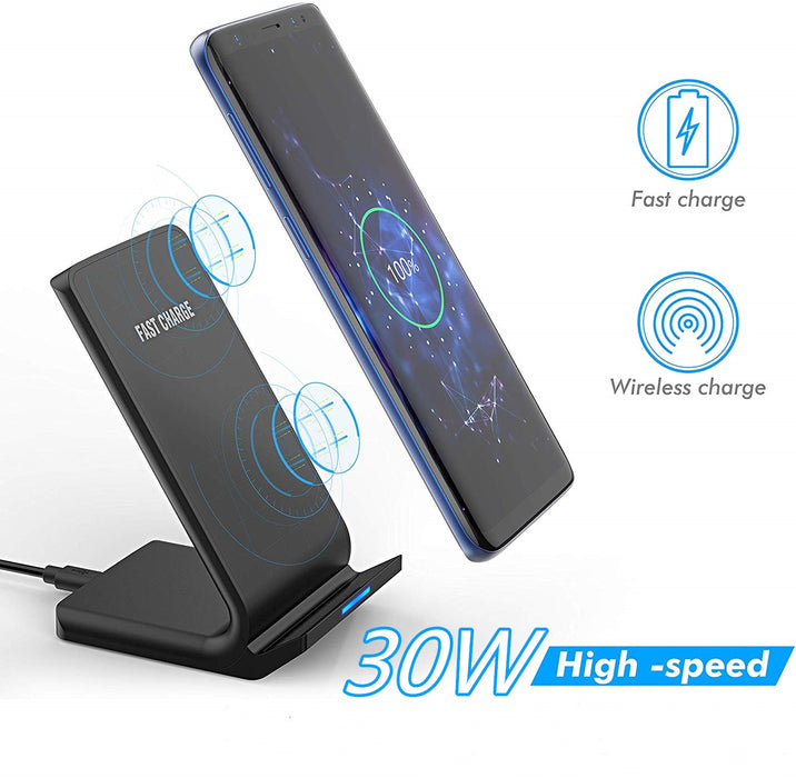30W Qi Wireless Charger Stand Fast Charging Dock Station Phone Holder