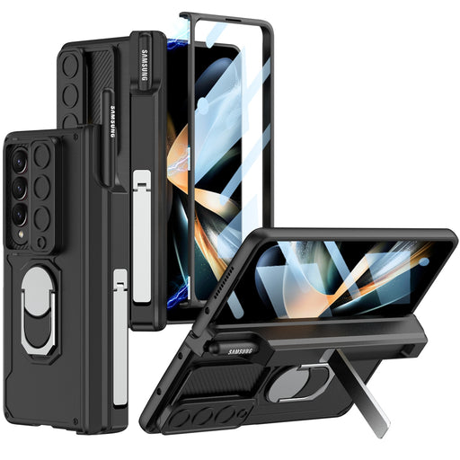 MagnetArmor Shockproof Case with Slide Lens Cover and Magnetic Hinge Stand for Samsung Galaxy Z Fold 4