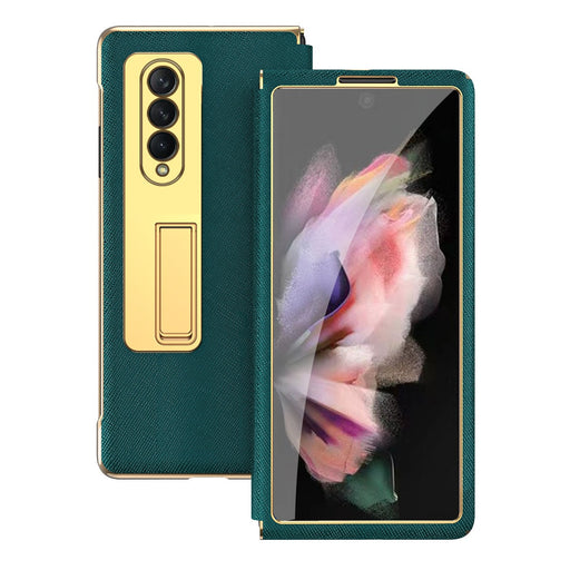 LuxLeather™ Elite: Premium Electroplated Border Stitched Fashion Case - Full Protection for Samsung Galaxy Z Fold 4/3/2