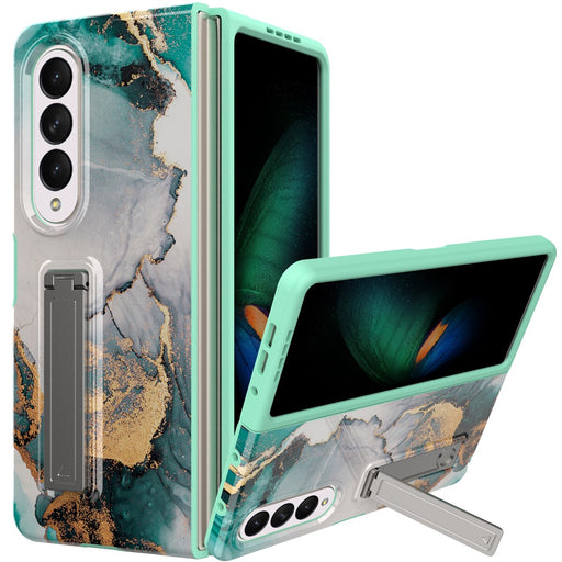Marble Armor Case for Samsung Galaxy Z Fold 4 with Kickstand