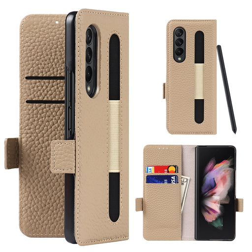 Genuine Leather Wallet Case With S Pen Protective Cover For Samsung Galaxy Z Fold 3