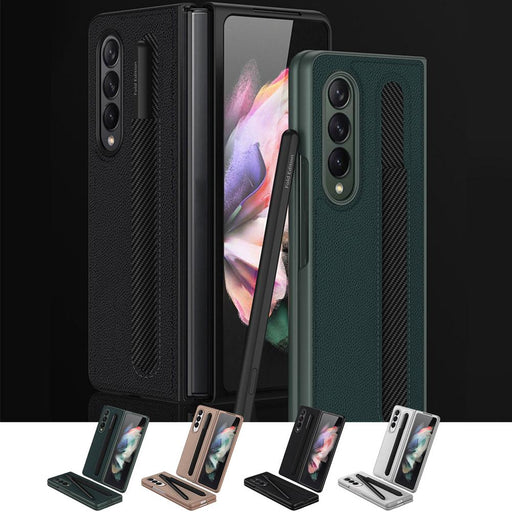 Pure Leather Protective Case With S Pen Slot For Samsung Galaxy Z Fold3