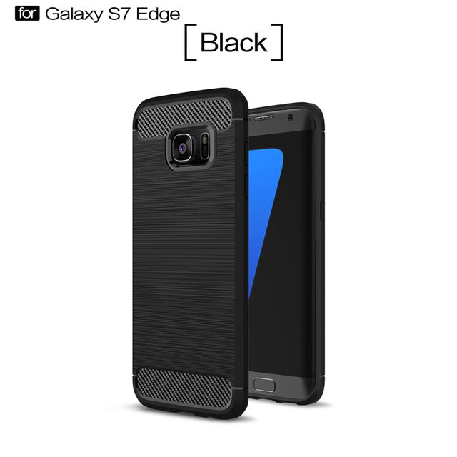 Shockproof Carbon Fiber Phone Case For Samsung Galaxy S6 S6 Edge S7 S7 Edge S8 S9