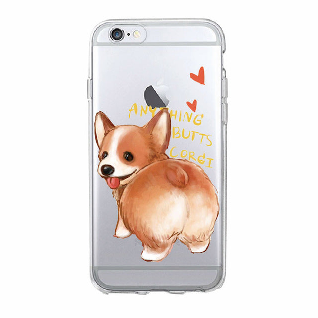 Cute Corgi Butt Soft Clear Phone Case For iPhone 7 7Plus 6 6S 8 8PLUS X XS Max