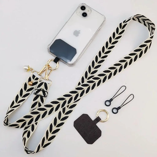 Pearl Charm Long Phone Lanyard – Anti-Loss Mobile Strap Clip with Dual Rope Design