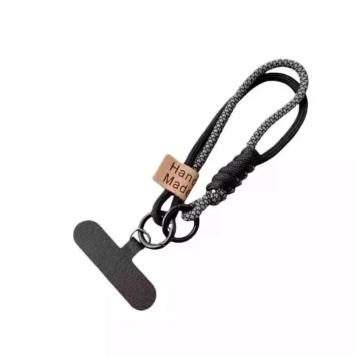 Short Phone Wrist Lanyard with Contrast Weave & Smiley Detail