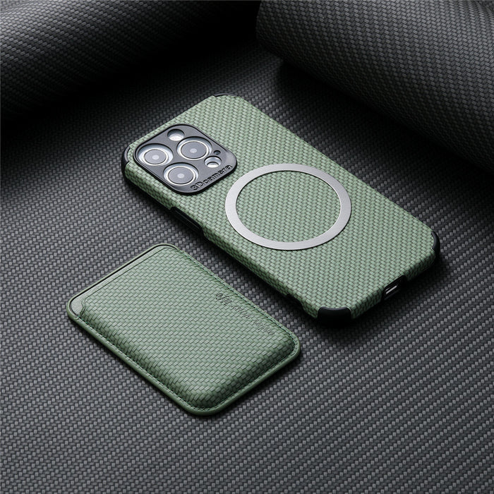 Fiber Grain Protective Sleeve with Magnetic Card Sleeve - Designed for Apple iPhone