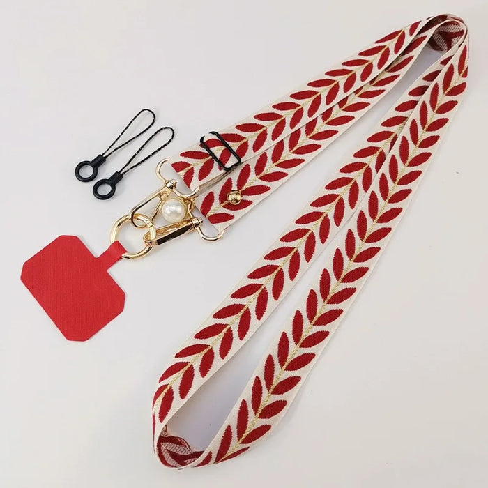 Pearl Charm Long Phone Lanyard – Anti-Loss Mobile Strap Clip with Dual Rope Design
