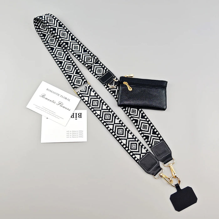 Adjustable Crossbody Phone Lanyard with Zippered Wallet Pouch