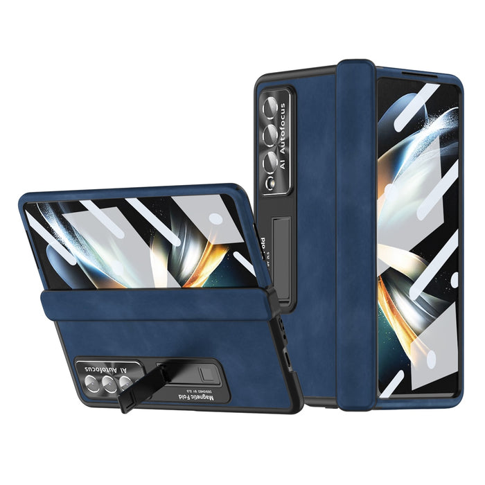 Premium Business Leather Case for Galaxy Z Fold 4/3 with S Pen Slot - Luxury Design, Built-in Screen Protector, Kickstand Stand Cover