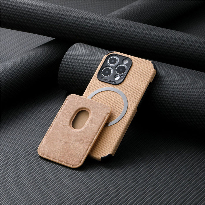 Fiber Grain Protective Sleeve with Magnetic Card Sleeve - Designed for Apple iPhone