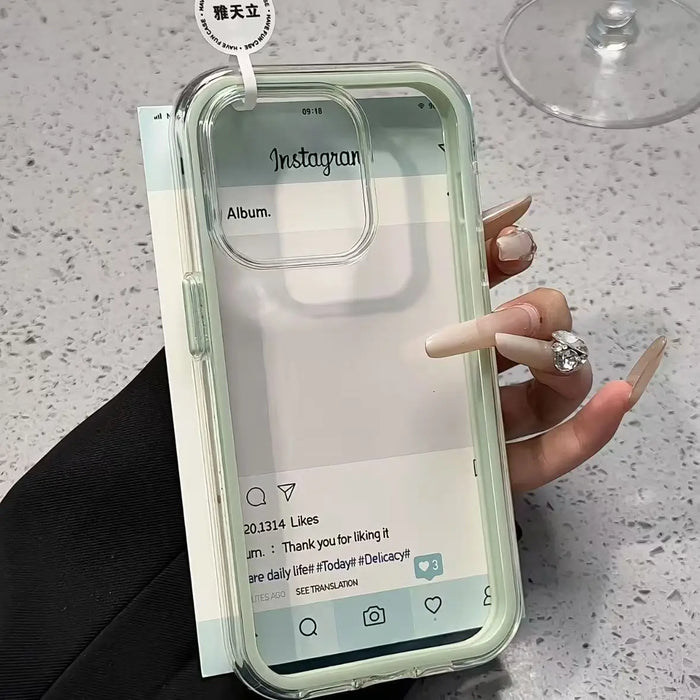Luxury Candy-Color Frame Clear Back iPhone Case – Acrylic Shockproof Bumper Cover (iPhone 11–17 Pro Max & Plus)