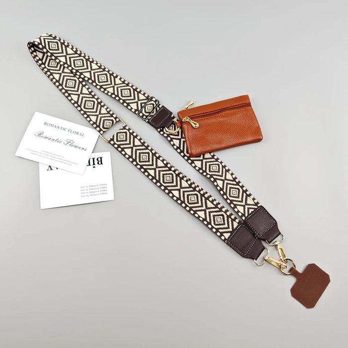 Adjustable Crossbody Phone Lanyard with Zippered Wallet Pouch