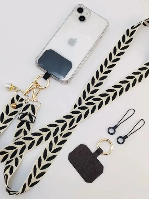 Pearl Charm Long Phone Lanyard – Anti-Loss Mobile Strap Clip with Dual Rope Design