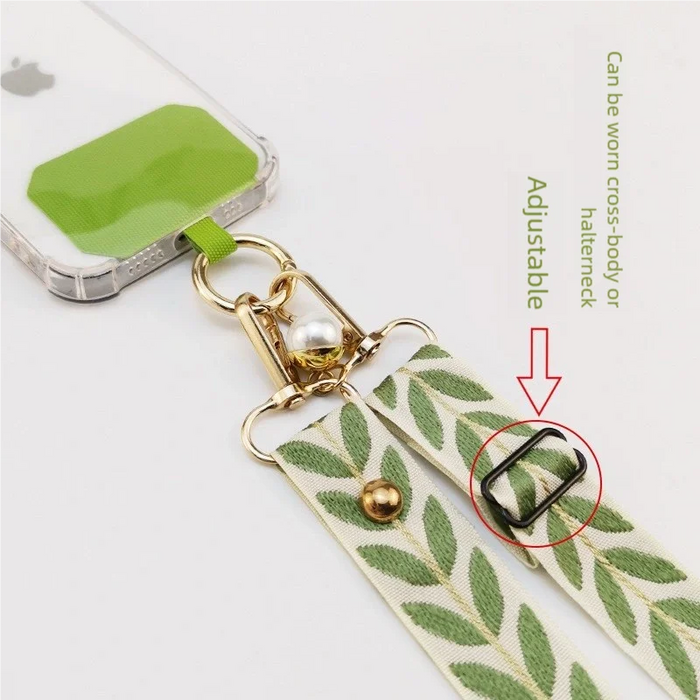Pearl Charm Long Phone Lanyard – Anti-Loss Mobile Strap Clip with Dual Rope Design