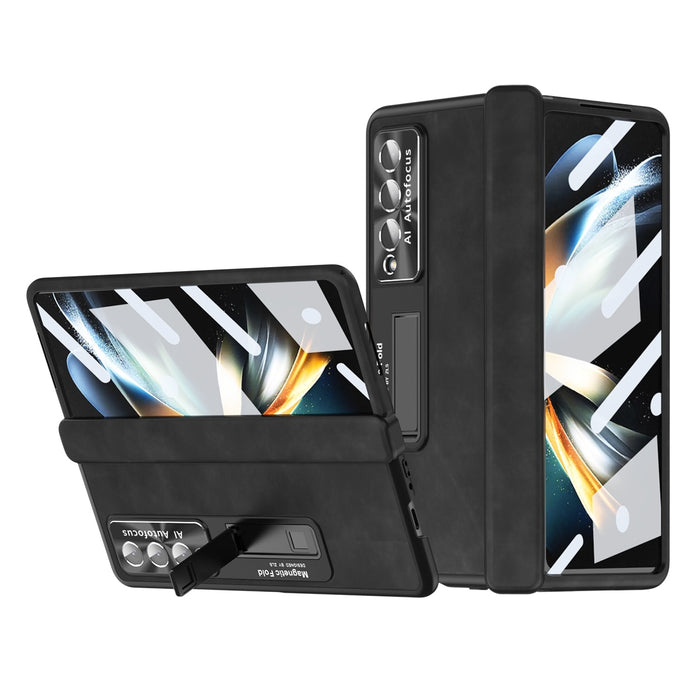 Premium Business Leather Case for Galaxy Z Fold 4/3 with S Pen Slot - Luxury Design, Built-in Screen Protector, Kickstand Stand Cover