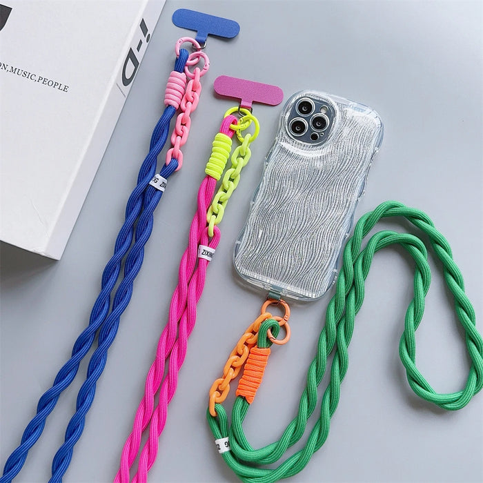 Cute Acrylic Crossbody Phone Lanyard – Universal Outdoor Neck & Shoulder Cord with Anti-Lost Wrist Strap and Secure Clip