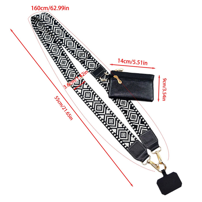Adjustable Crossbody Phone Lanyard with Zippered Wallet Pouch