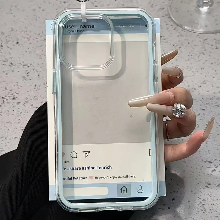 Luxury Candy-Color Frame Clear Back iPhone Case – Acrylic Shockproof Bumper Cover (iPhone 11–17 Pro Max & Plus)