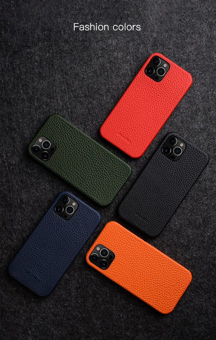 Premium Genuine Leather Back Cover For iPhone 14