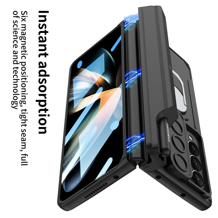 MagnetArmor Shockproof Case with Slide Lens Cover and Magnetic Hinge Stand for Samsung Galaxy Z Fold 4