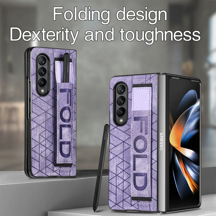 Ultra Slim with Raised Bezel Camera Protect Shockproof Case For Samsung Galaxy Z Fold 4 Case with Wrist Strap S Pen Slot,