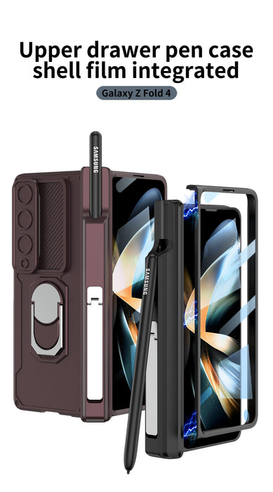 MagnetArmor Shockproof Case with Slide Lens Cover and Magnetic Hinge Stand for Samsung Galaxy Z Fold 4