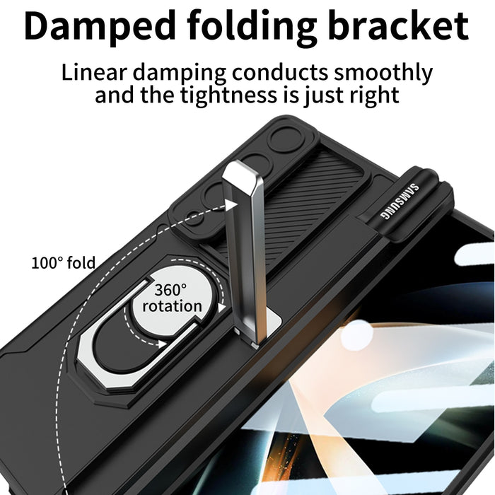 MagnetArmor Shockproof Case with Slide Lens Cover and Magnetic Hinge Stand for Samsung Galaxy Z Fold 4