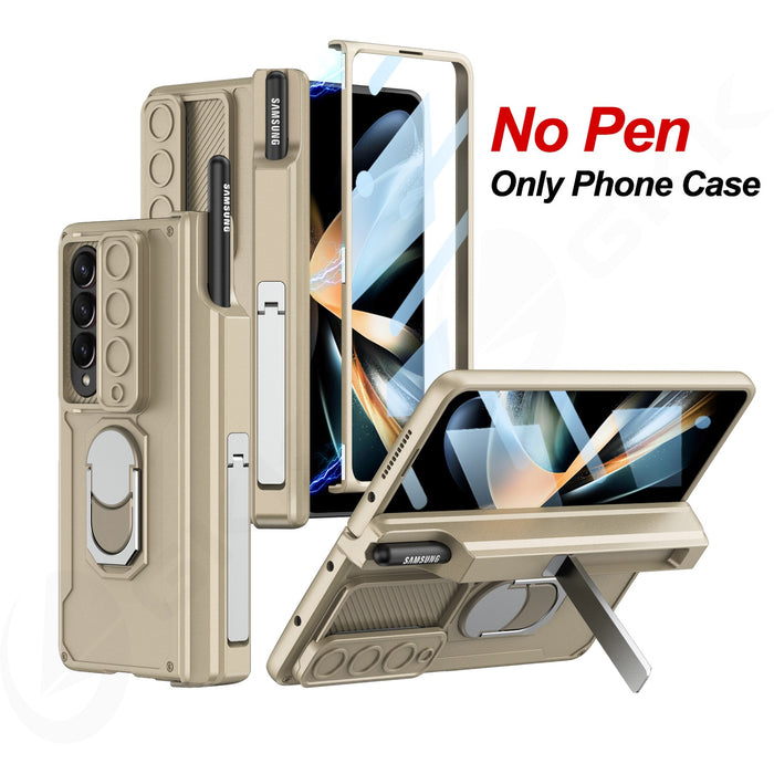 MagnetArmor Shockproof Case with Slide Lens Cover and Magnetic Hinge Stand for Samsung Galaxy Z Fold 4