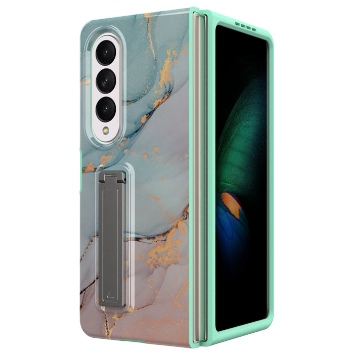 Marble Armor Case for Samsung Galaxy Z Fold 4 with Kickstand