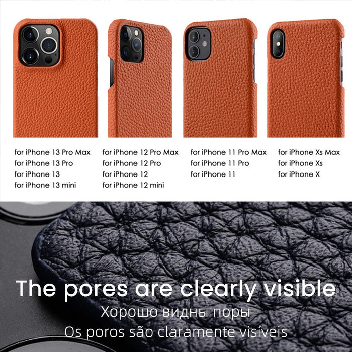 Premium Genuine Leather Back Cover For iPhone 14