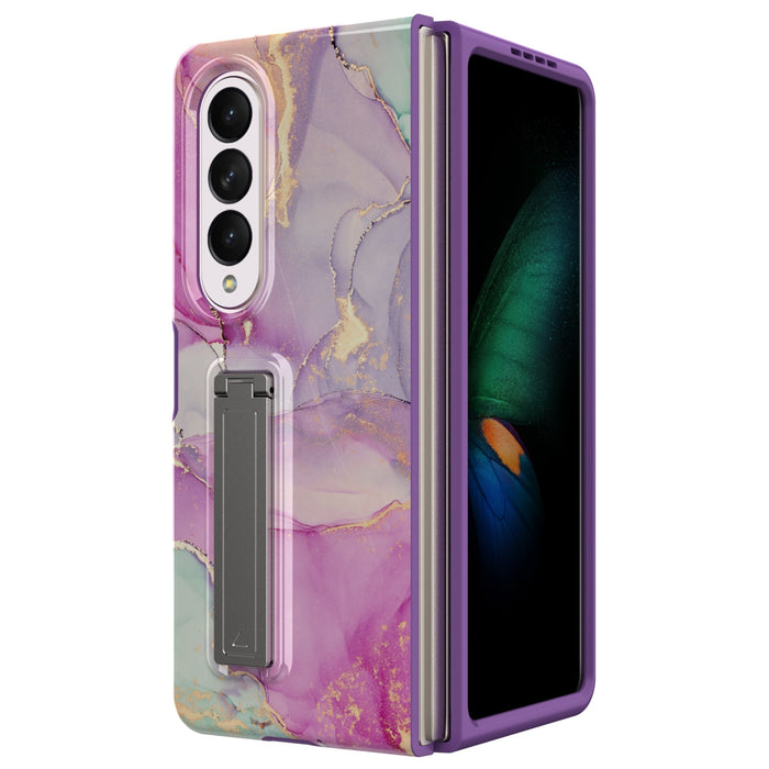 Marble Armor Case for Samsung Galaxy Z Fold 4 with Kickstand