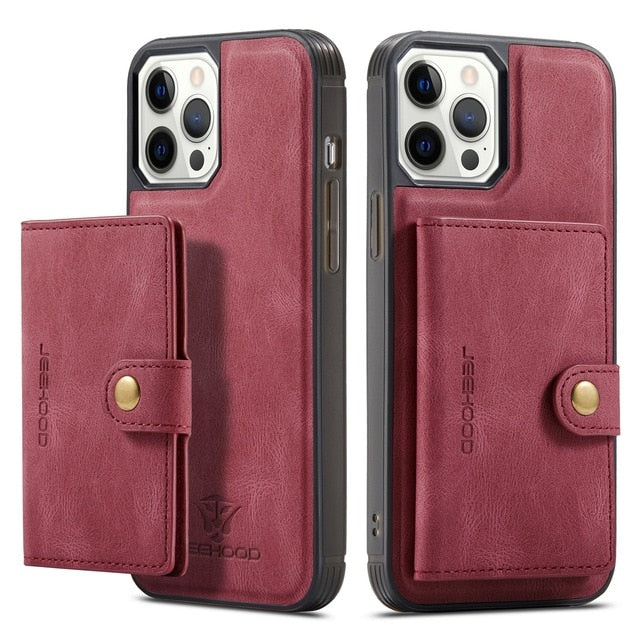 Luxury Magnetic Wallet Leather Case For iPhone