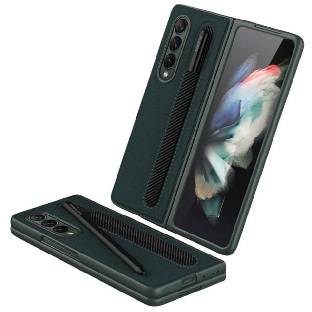 Pure Leather Protective Case With S Pen Slot For Samsung Galaxy Z Fold3