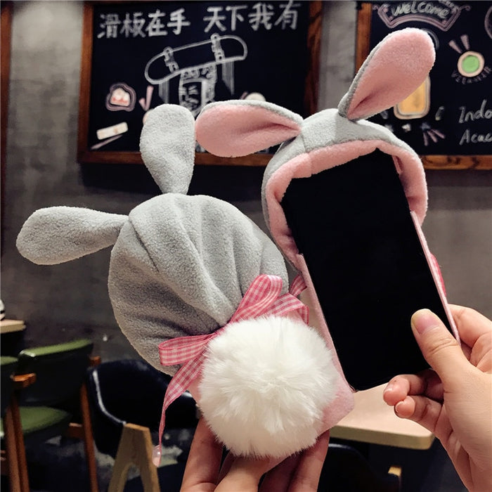 Lazy Rabbit Fluffy Case For iPhone