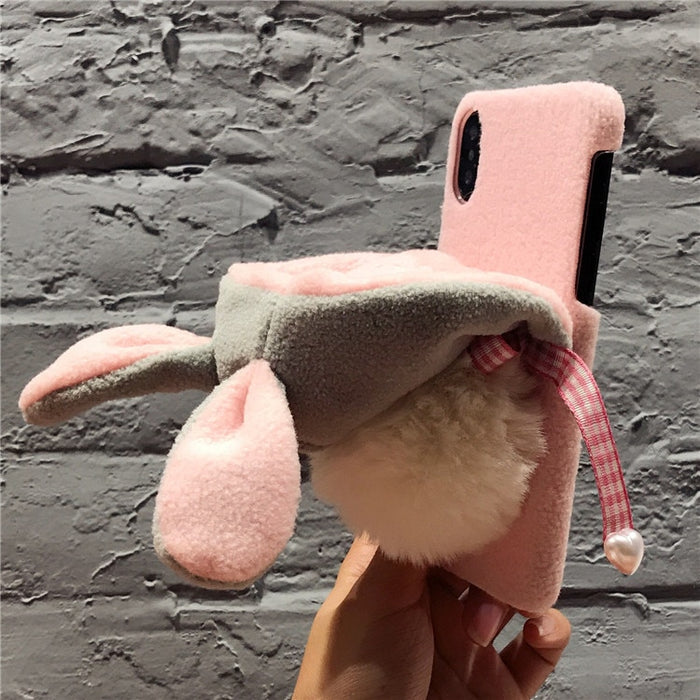 Lazy Rabbit Fluffy Case For iPhone