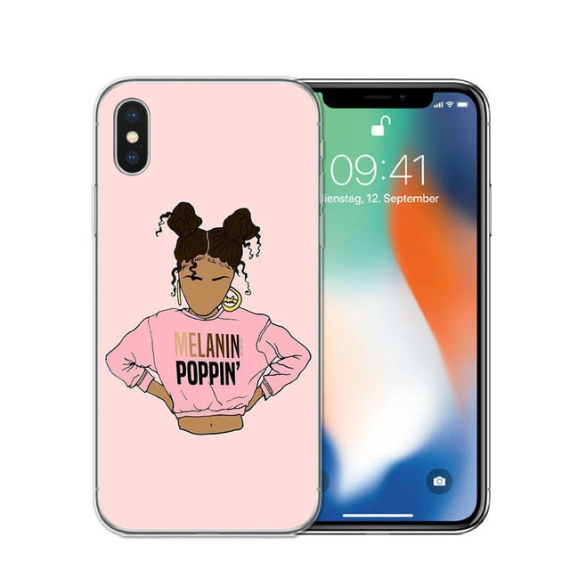 Melanin Poppin Soft Silicone Phone Case for iPhone