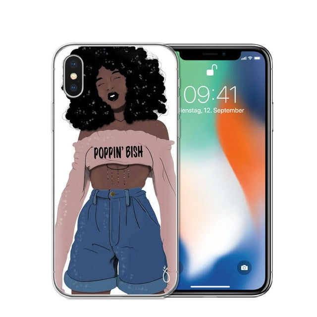 Melanin Poppin Soft Silicone Phone Case for iPhone