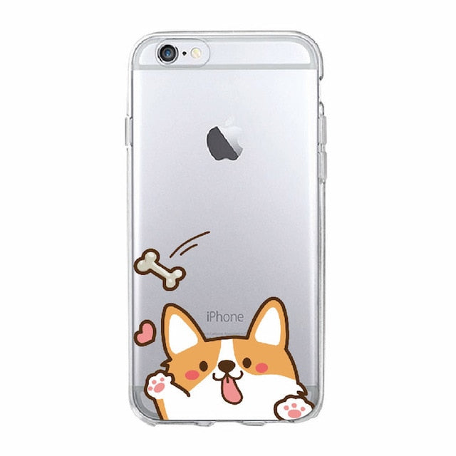 Cute Corgi Butt Soft Clear Phone Case For iPhone 7 7Plus 6 6S 8 8PLUS X XS Max